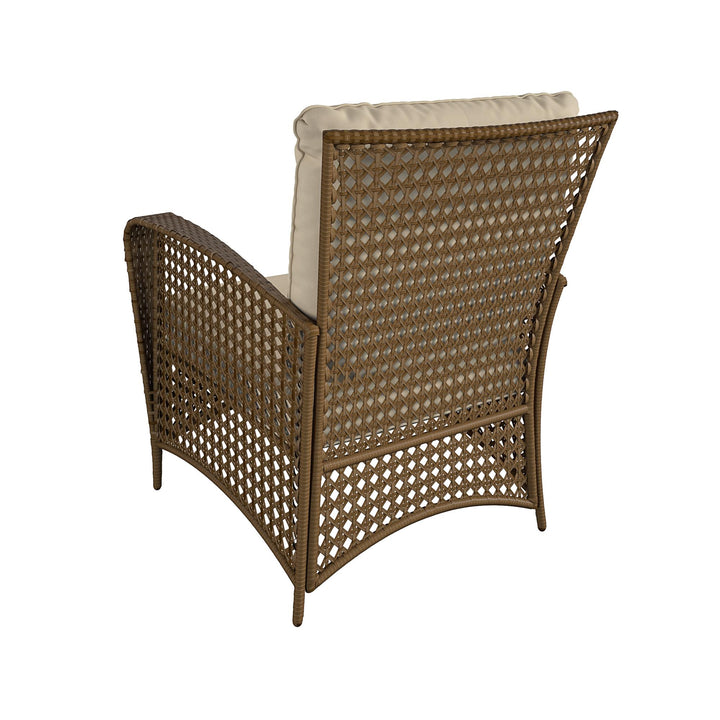 Wicker Lounge Chair with Armrests and Cushions, Set of 2 - Tan