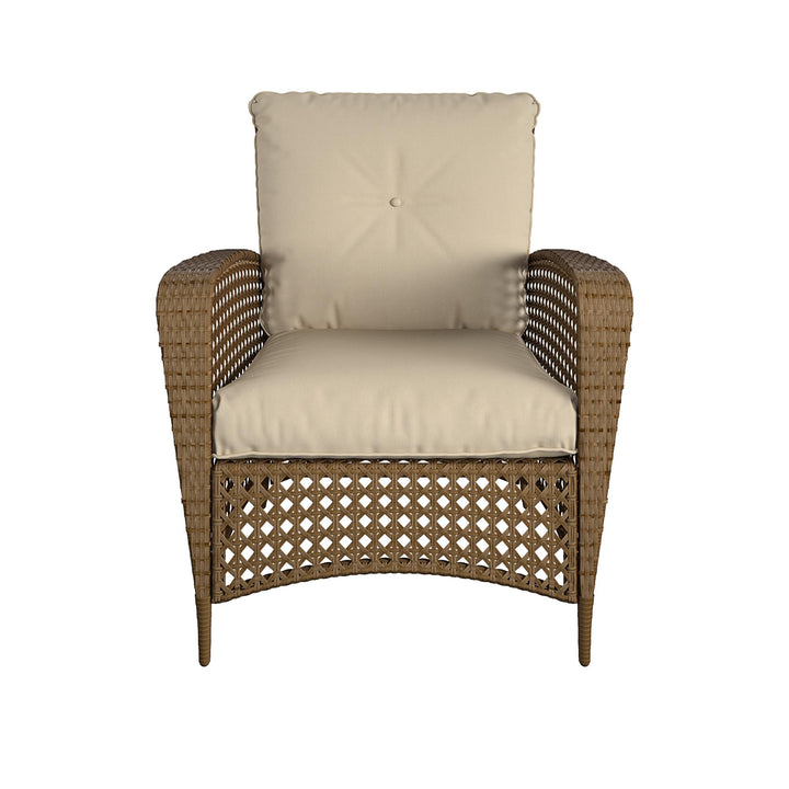 Wicker Lounge Chair with Armrests and Cushions, Set of 2 - Tan