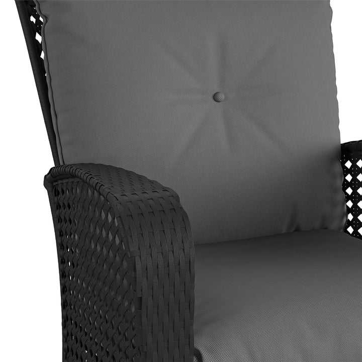 Wicker Lounge Chair with Armrests and Cushions, Set of 2 - Black
