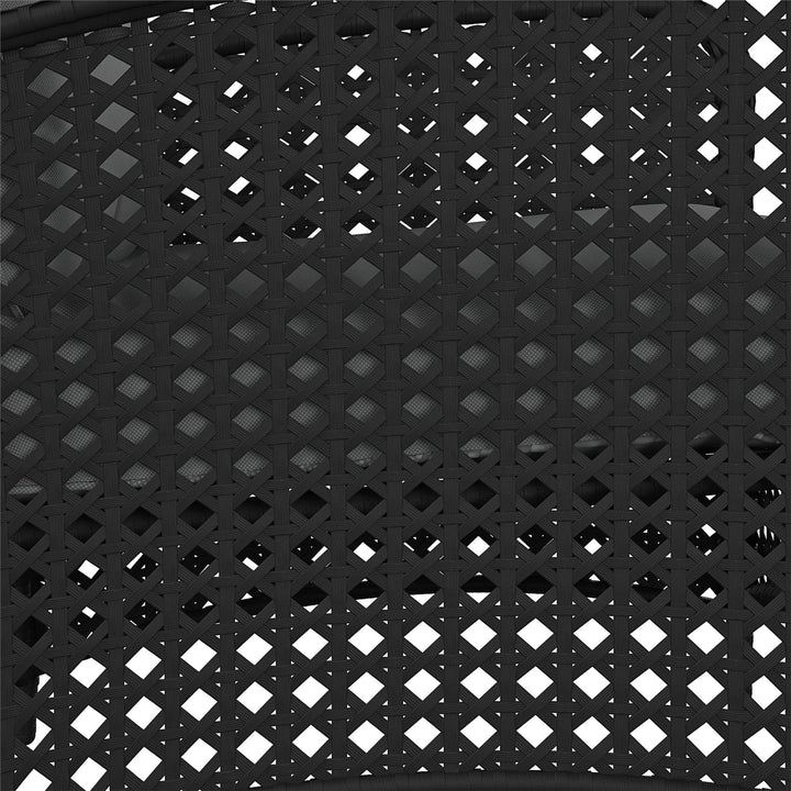 Wicker Lounge Chair with Armrests and Cushions, Set of 2 - Black