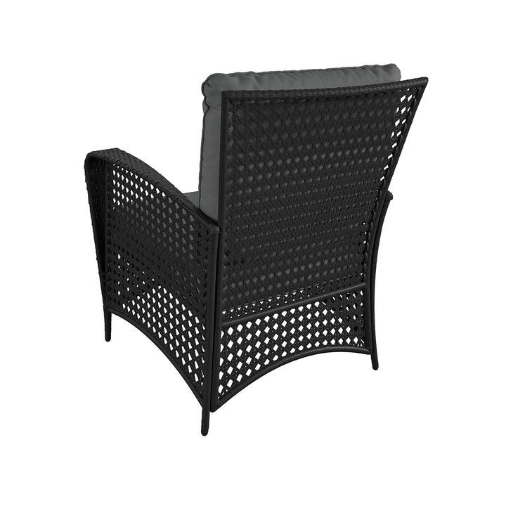 Wicker Lounge Chair with Armrests and Cushions, Set of 2 - Black