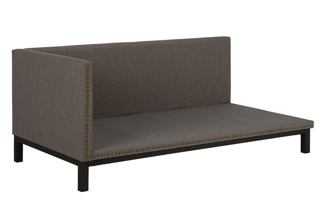 Mid Century Modern Daybed for Bedroom -  Grey Linen  -  Twin
