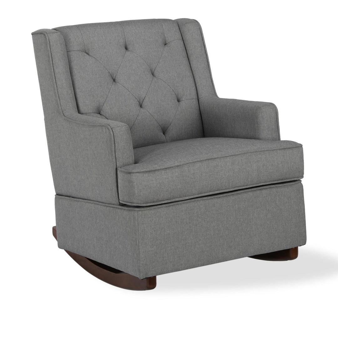 Linen Upholstered Nursery Rocker Chair -  Grey Linen
