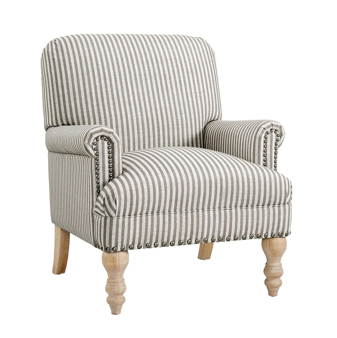 Jaya Upholstered Accent Chair with Solid Wood Feet - Beige Stripe