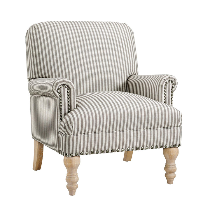 Jaya Upholstered Accent Chair with Solid Wood Feet - Beige Stripe