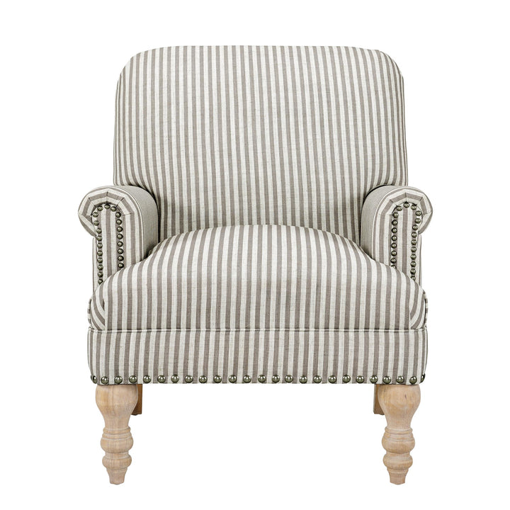 Jaya Upholstered Accent Chair with Solid Wood Feet  -  Beige Stripe