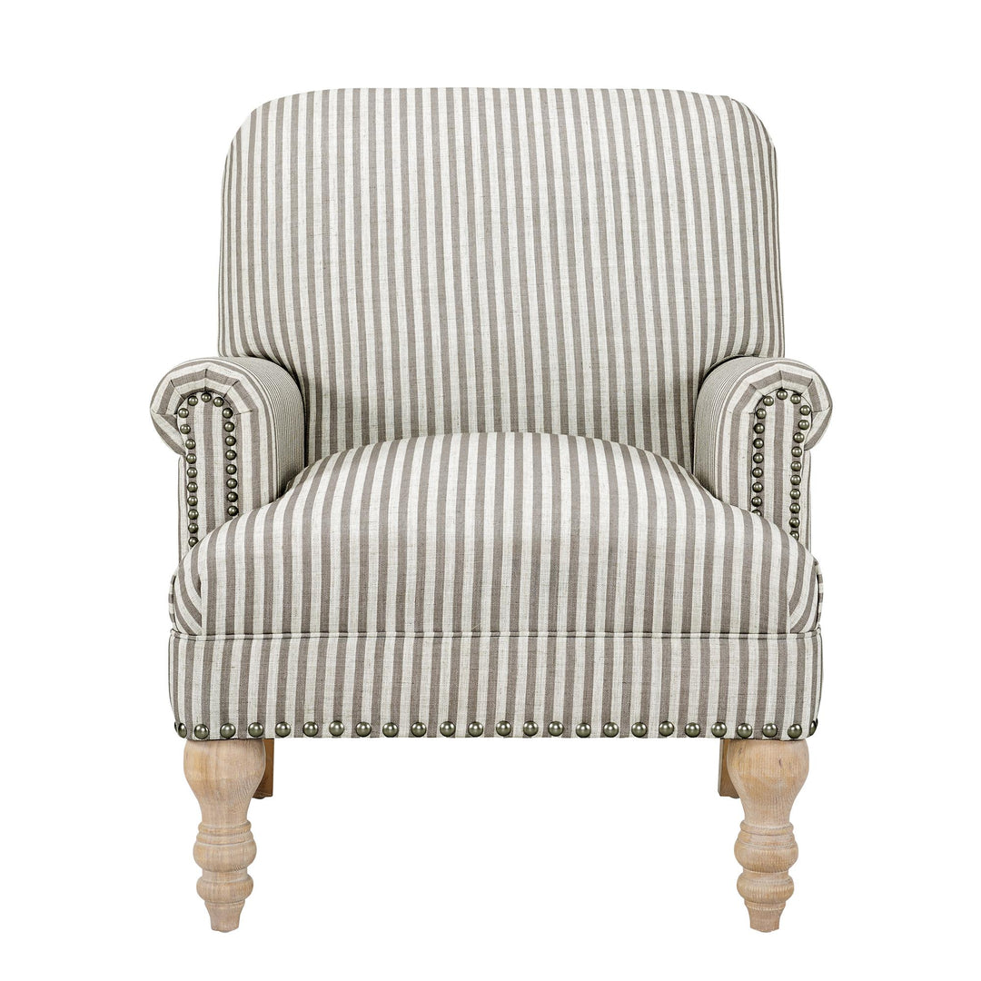 Jaya Upholstered Accent Chair with Solid Wood Feet - Beige Stripe
