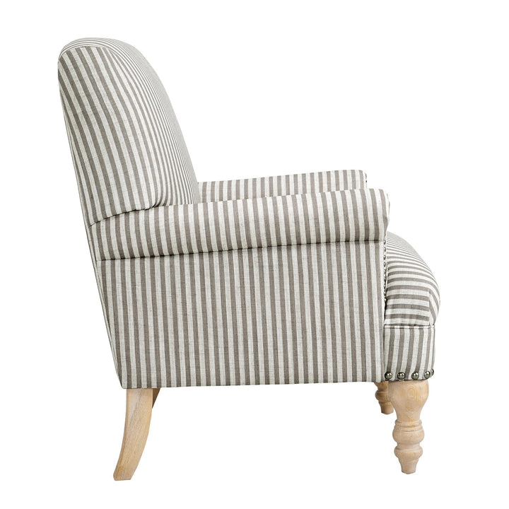 Jaya Solid Wood Feet Accent Chair Upholstered -  Beige Stripe