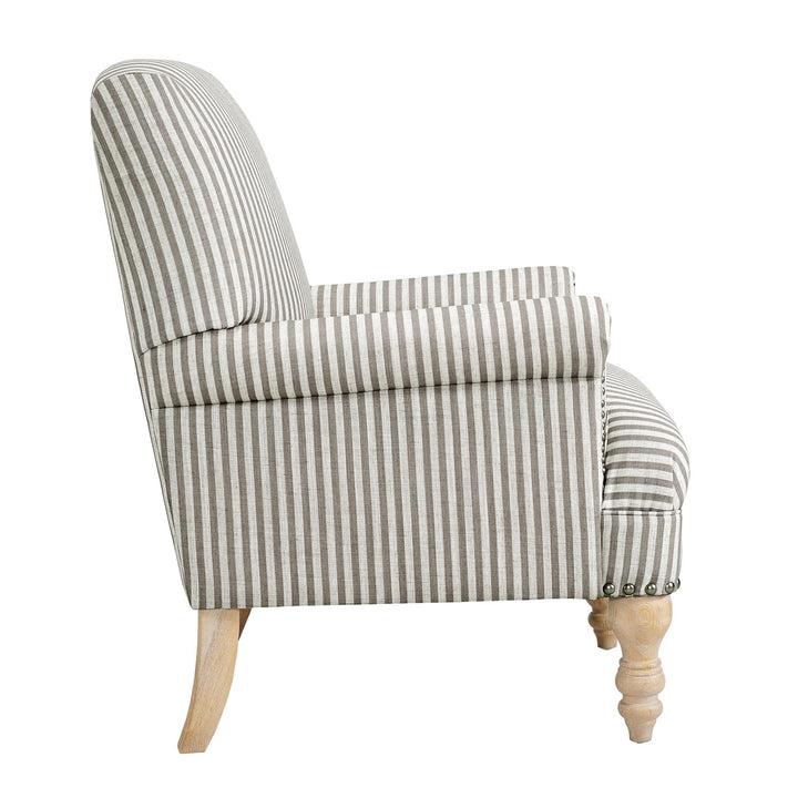 Jaya Upholstered Accent Chair with Solid Wood Feet - Beige Stripe
