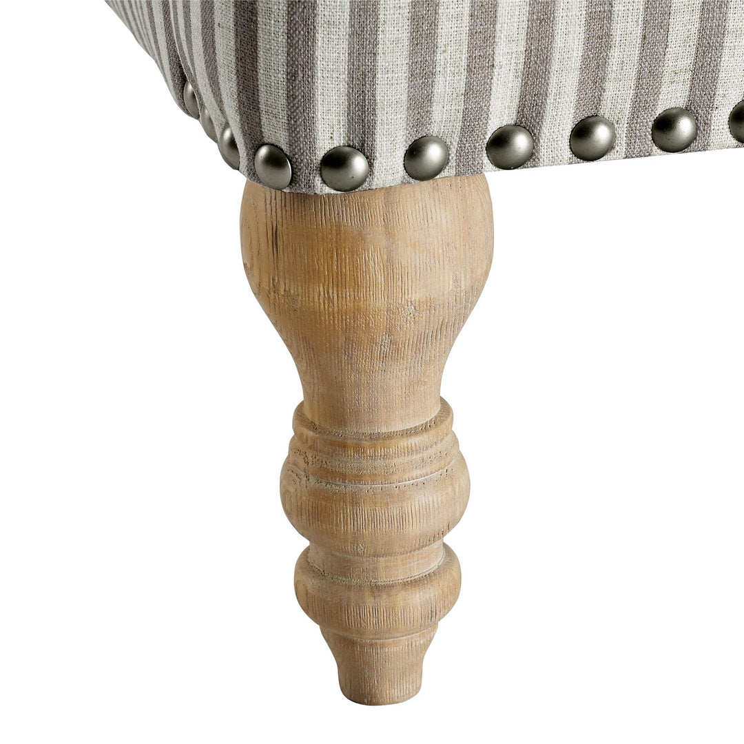 Solid Wood Feet Accent Chair Upholstered Jaya -  Beige Stripe