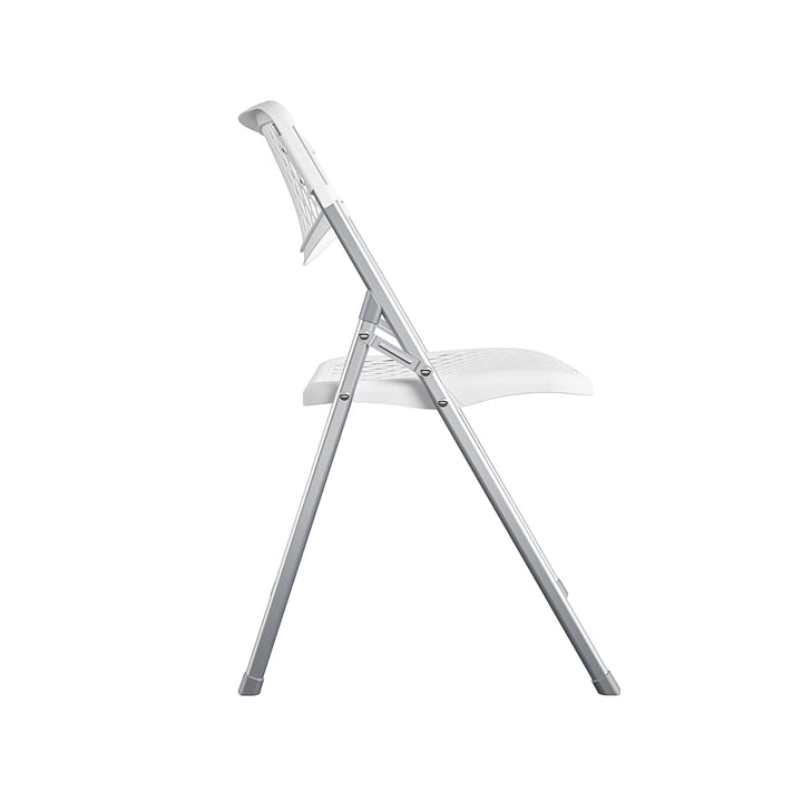 Ultra Comfort Commercial XL Plastic Folding Chair, Set of 4  -  White 