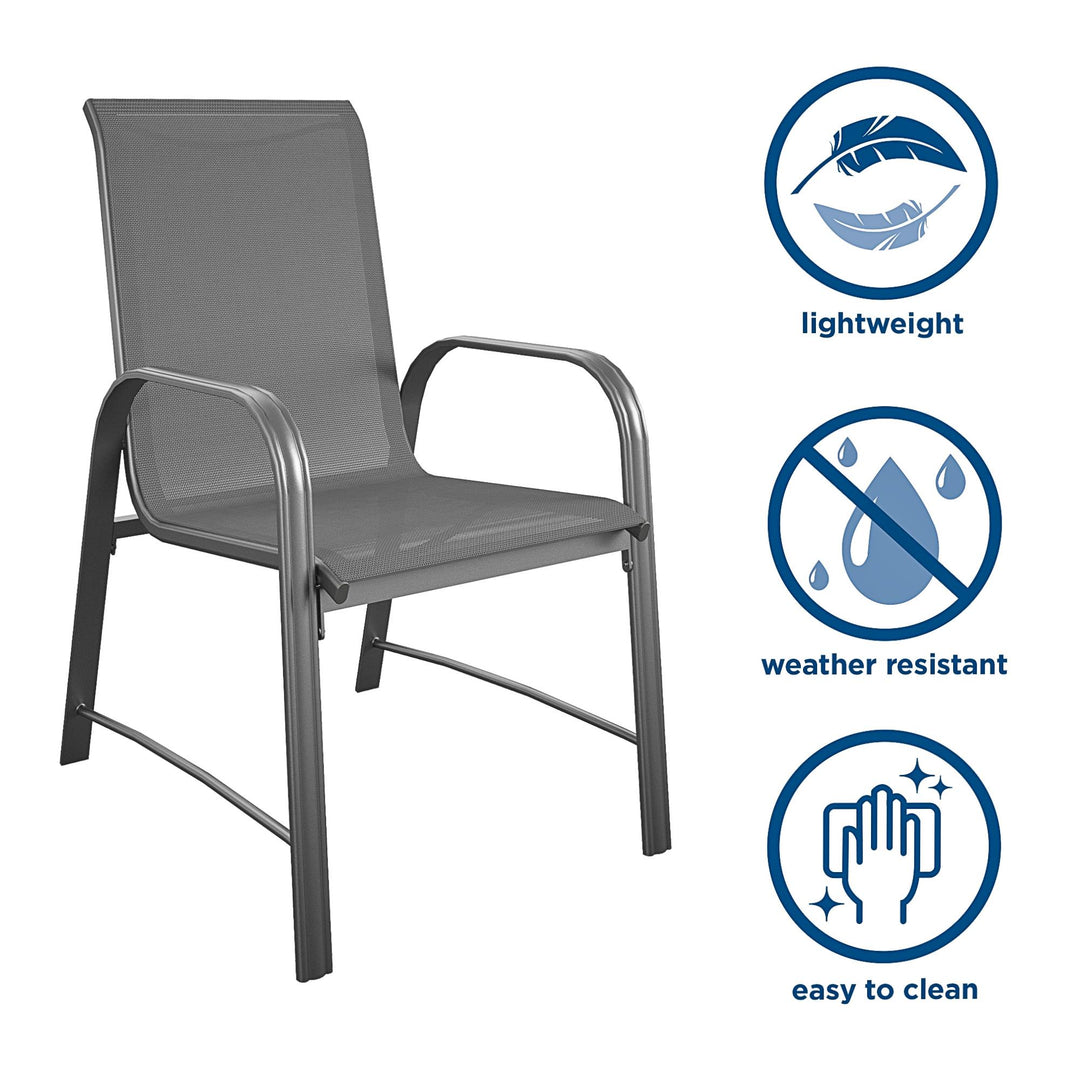 Paloma Outdoor Patio Dining Chairs with Weather Resistant Steel Frame, Set of 6 - Charcoal