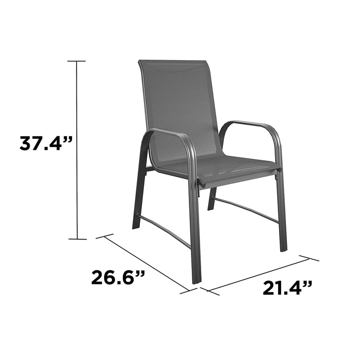 Paloma Outdoor Patio Dining Chairs with Weather Resistant Steel Frame, Set of 6 - Charcoal