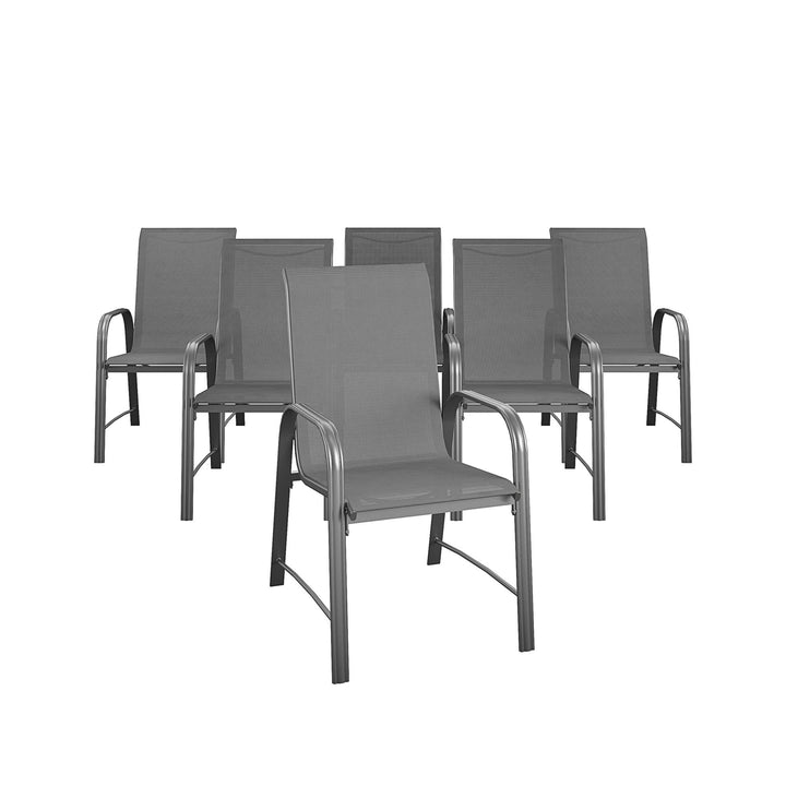 Paloma Outdoor Patio Dining Chairs with Weather Resistant Steel Frame, Set of 6 - Charcoal