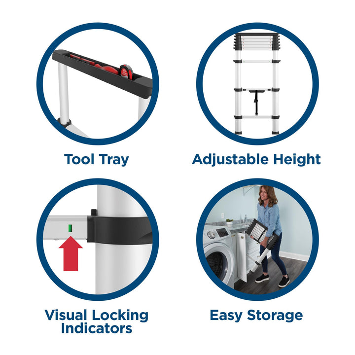 Variable height ladder  - Aluminum/Black - 14ft 
