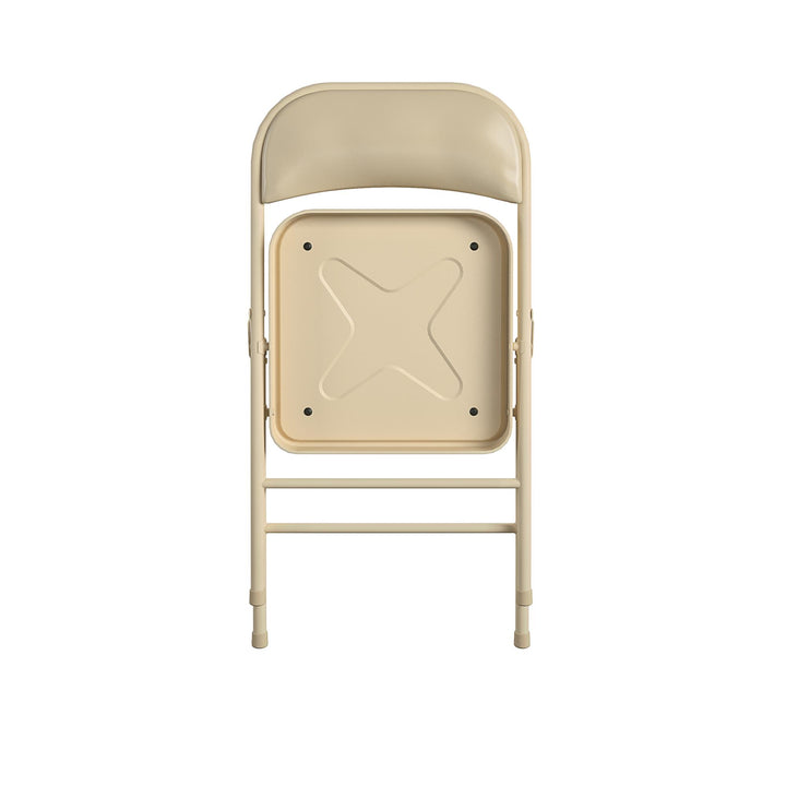 Vinyl Padded Seat and Back Double Braced Folding Chair, Set of 2 - Antique Linen - 2-Pack
