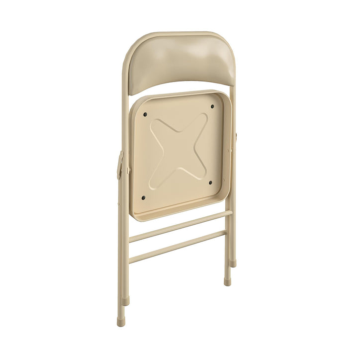 Vinyl Padded Seat and Back Double Braced Folding Chair, Set of 2 - Antique Linen - 2-Pack