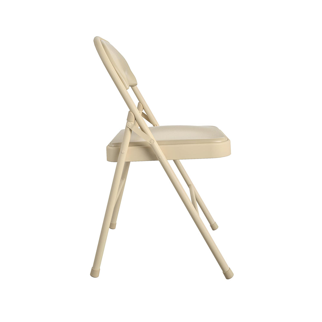 Vinyl Padded Seat and Back Double Braced Folding Chair, Set of 2 - Antique Linen - 2-Pack