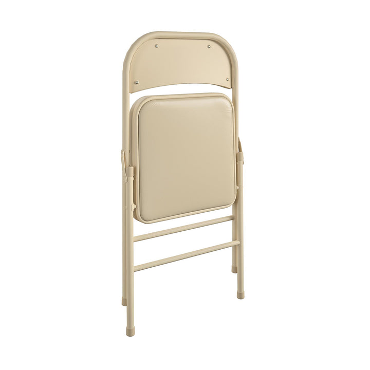 Vinyl Padded Seat and Back Double Braced Folding Chair, Set of 2 - Antique Linen - 2-Pack
