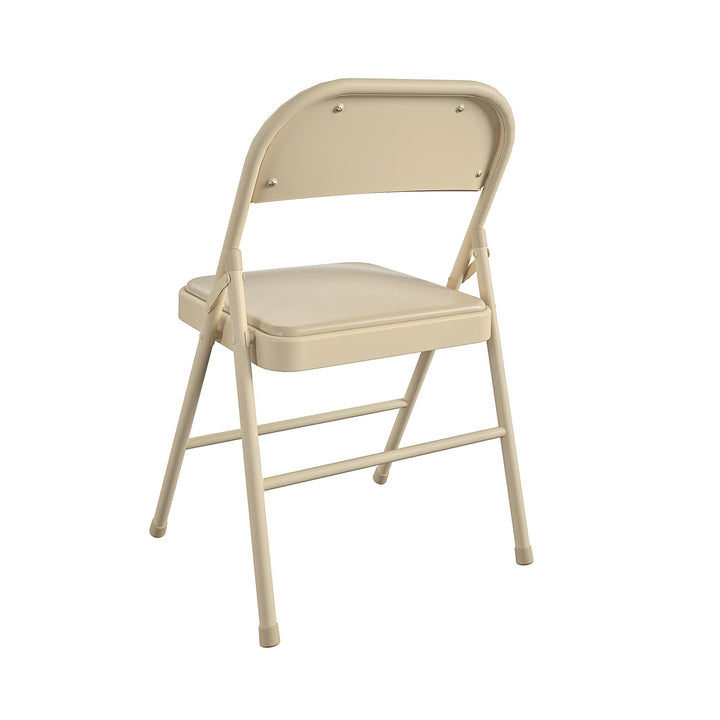 Vinyl Padded Seat and Back Double Braced Folding Chair, Set of 2 - Antique Linen - 2-Pack
