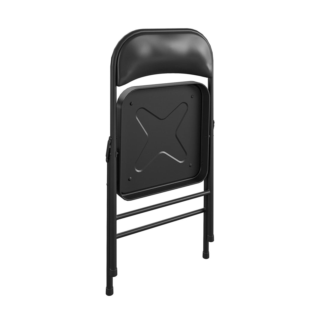 Vinyl Padded Seat and Back Double Braced Folding Chair, Set of 2 - Black - 2-Pack