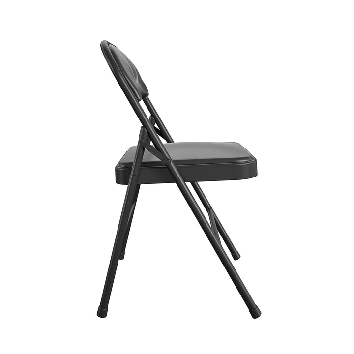 Vinyl Padded Seat and Back Double Braced Folding Chair, Set of 2 - Black - 2-Pack