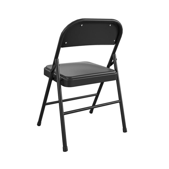 Vinyl Padded Seat and Back Double Braced Folding Chair, Set of 2 - Black - 2-Pack