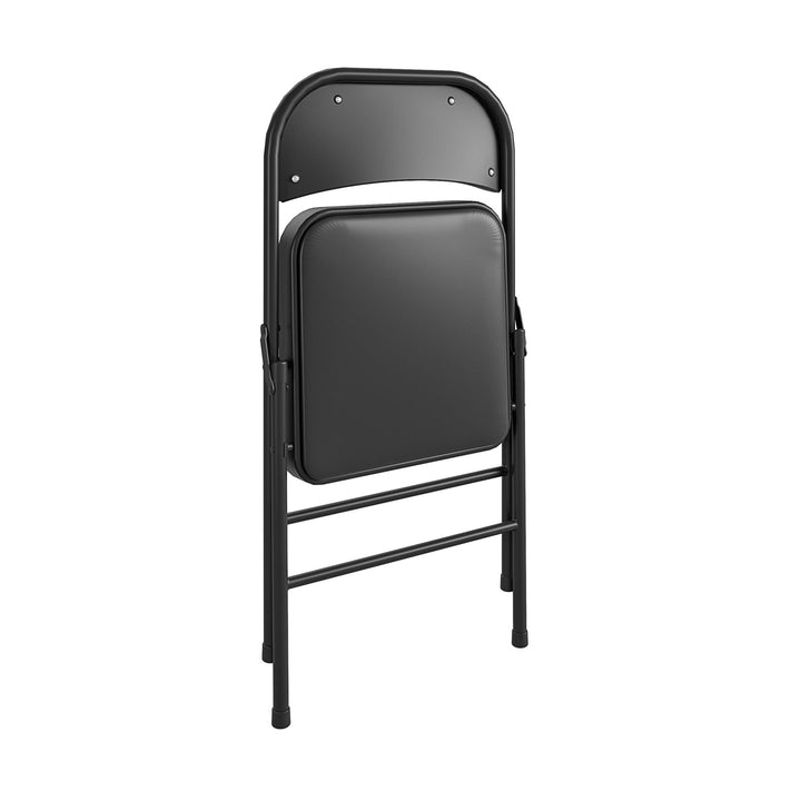 Vinyl Padded Seat and Back Double Braced Folding Chair, Set of 2 - Black - 2-Pack