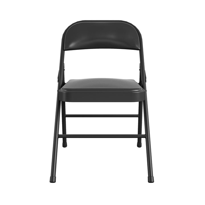 Vinyl Padded Seat and Back Double Braced Folding Chair, Set of 2 - Black - 2-Pack