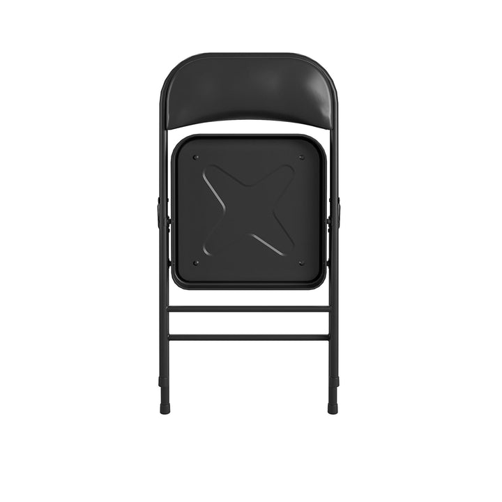 Vinyl Padded Seat and Back Double Braced Folding Chair, Set of 2 - Black - 2-Pack