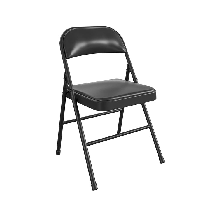 Vinyl Padded Seat and Back Double Braced Folding Chair, Set of 2 - Black - 2-Pack
