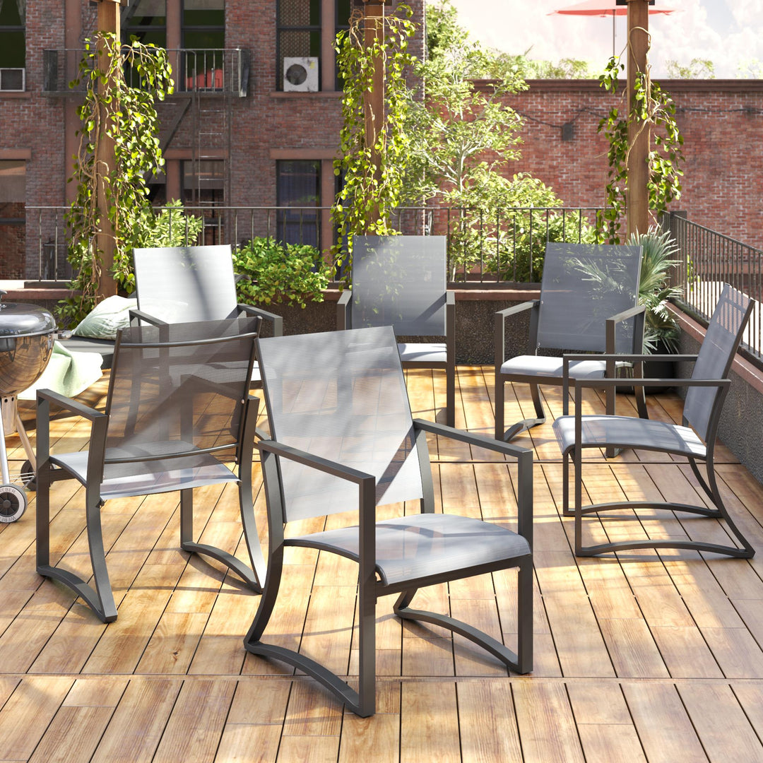 Outdoor Patio Dining Table with 6 Chairs -  Charcoal