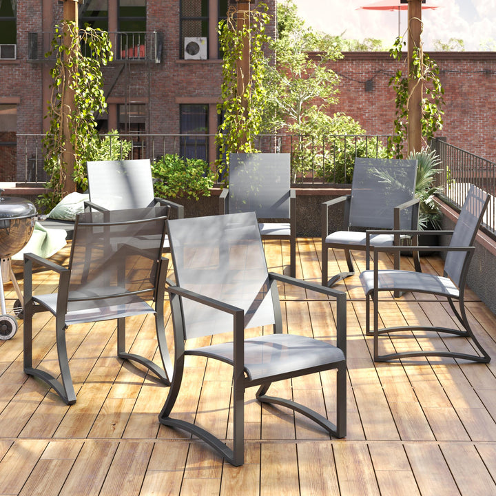 Outdoor Patio Dining Table with 6 Chairs -  Charcoal