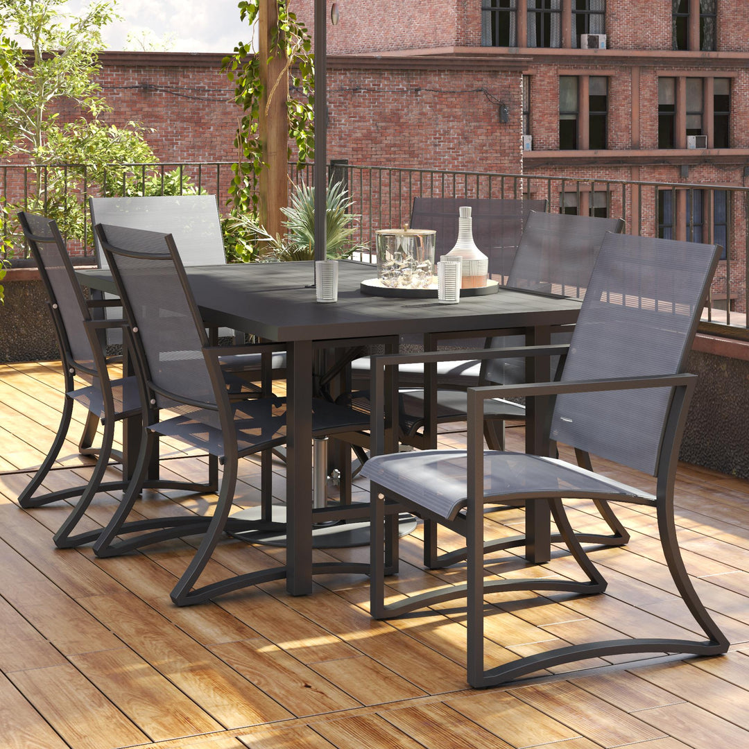 7 Piece Patio Dining Table and Chairs Set -  Charcoal