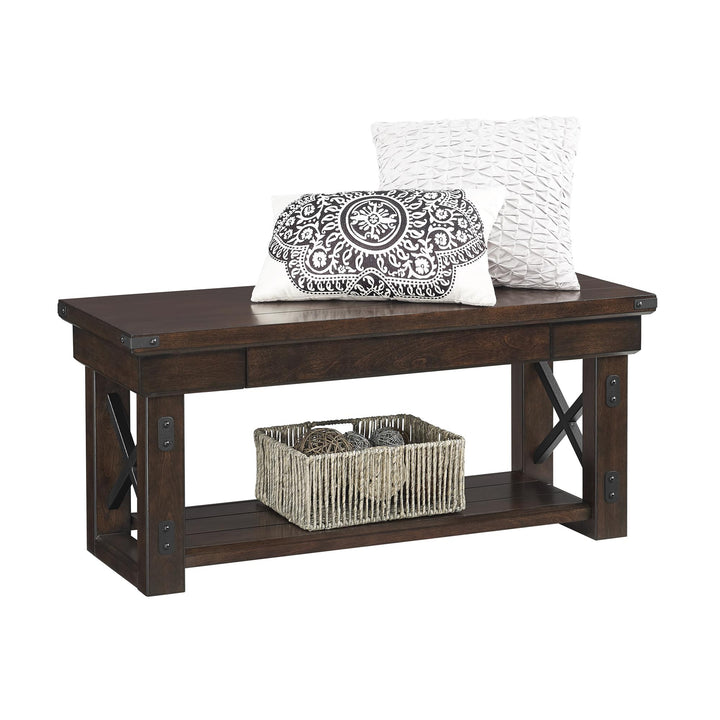 Wildwood Wood Veneer Entryway Bench with Storage Drawer  -  Espresso