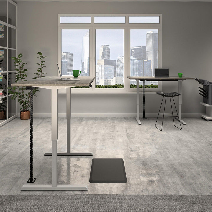 Professional Sit and Stand Adjustable Height Pro-Desk with Pull-Out Drawer - Gray (Wood Grain) - 4’ Straight
