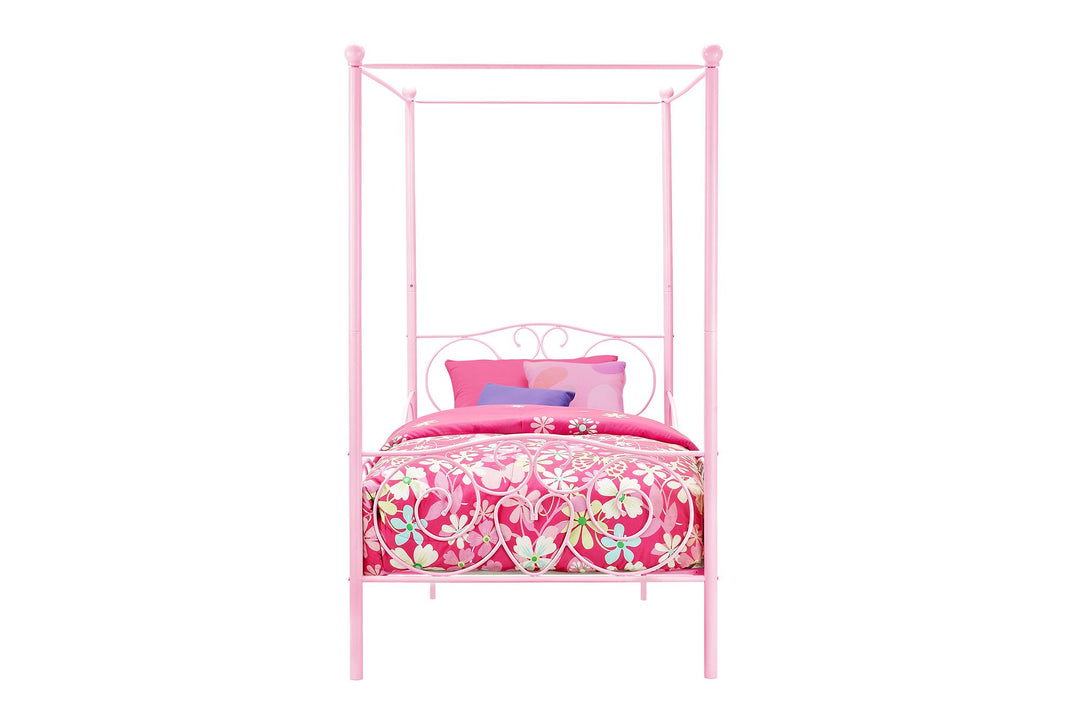 Best Canopy Metal Bed Frame -  Pink  -  Twin