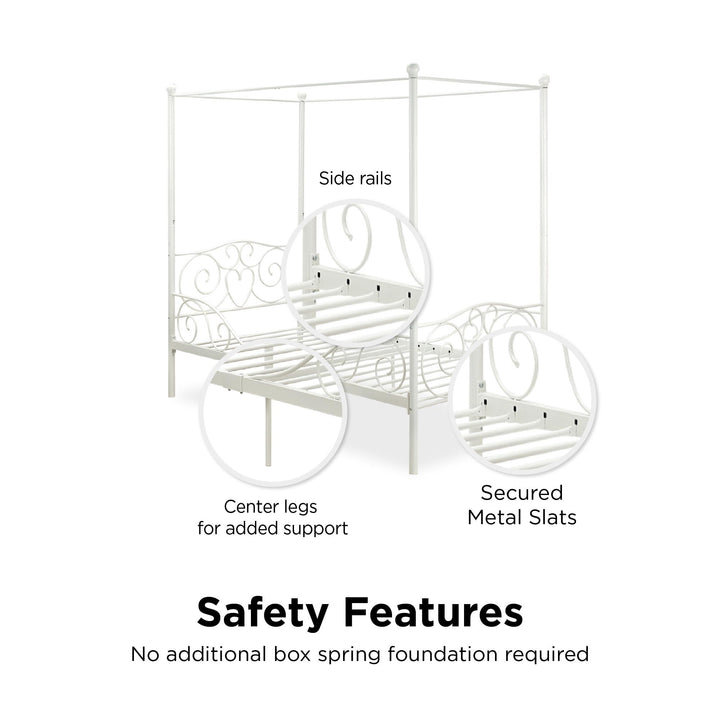 Best Canopy Metal Bed Frame -  White  -  Twin
