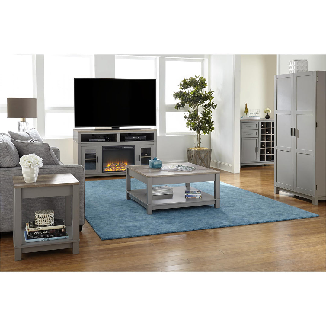 Stylish Carver Coffee Table with Bottom Storage -  Gray