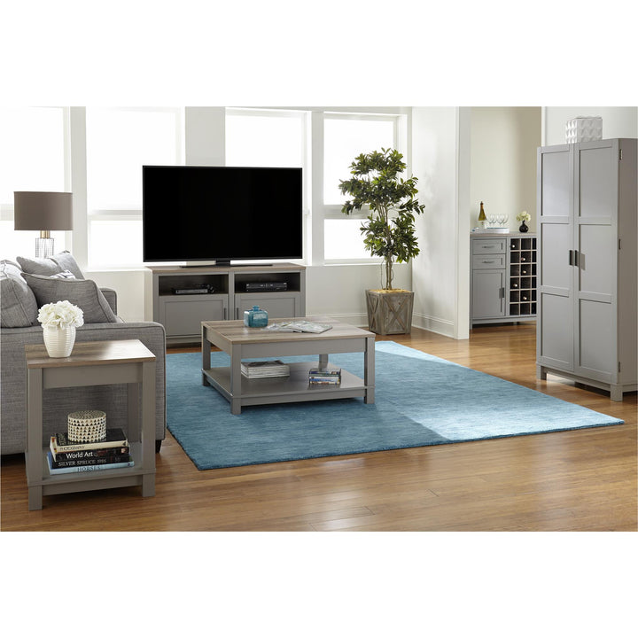 Durable Coffee Table with Magazine Storage Shelf -  Gray