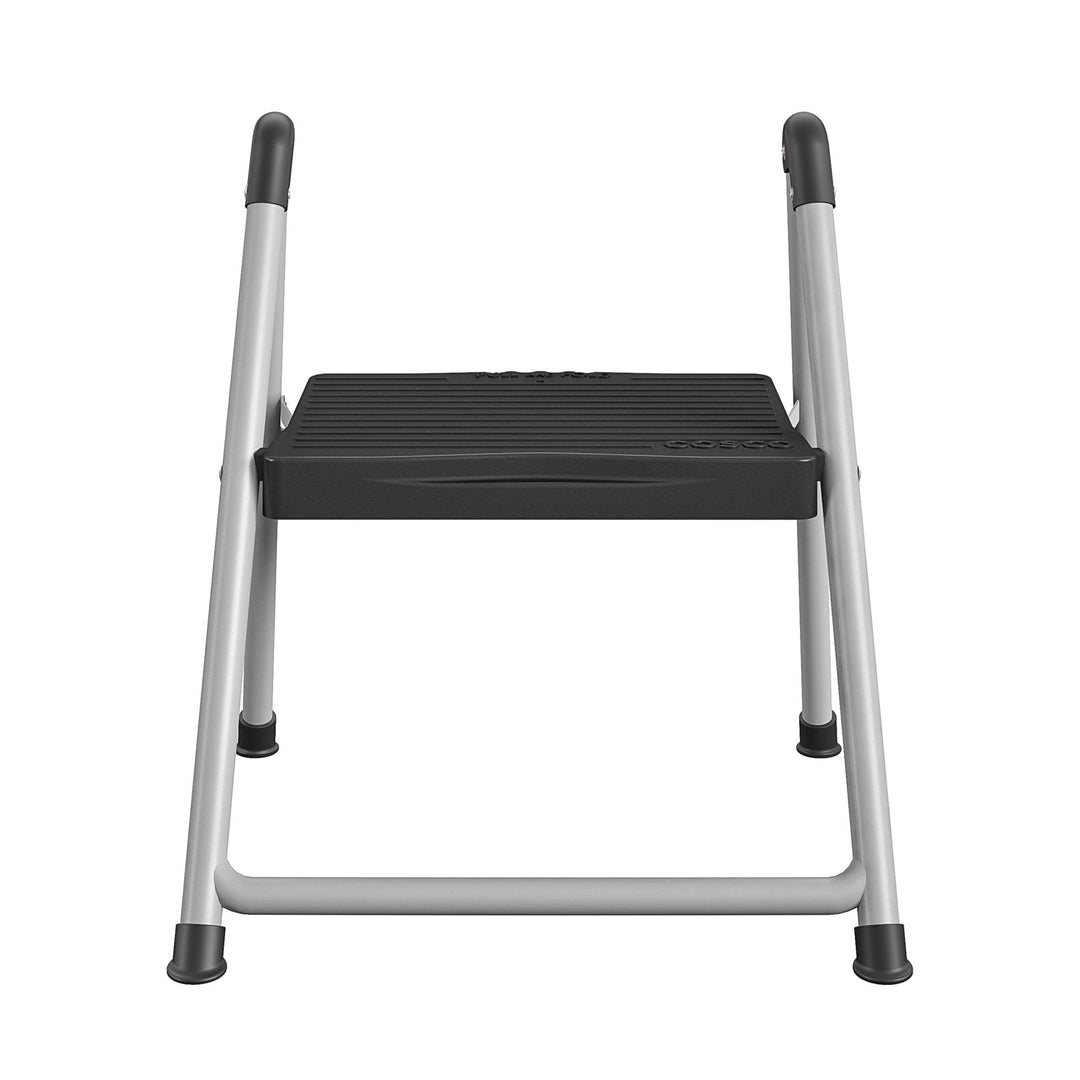 1 Step Steel Step Stool with 200 lb Weight Capacity  -  Platinum/Black 