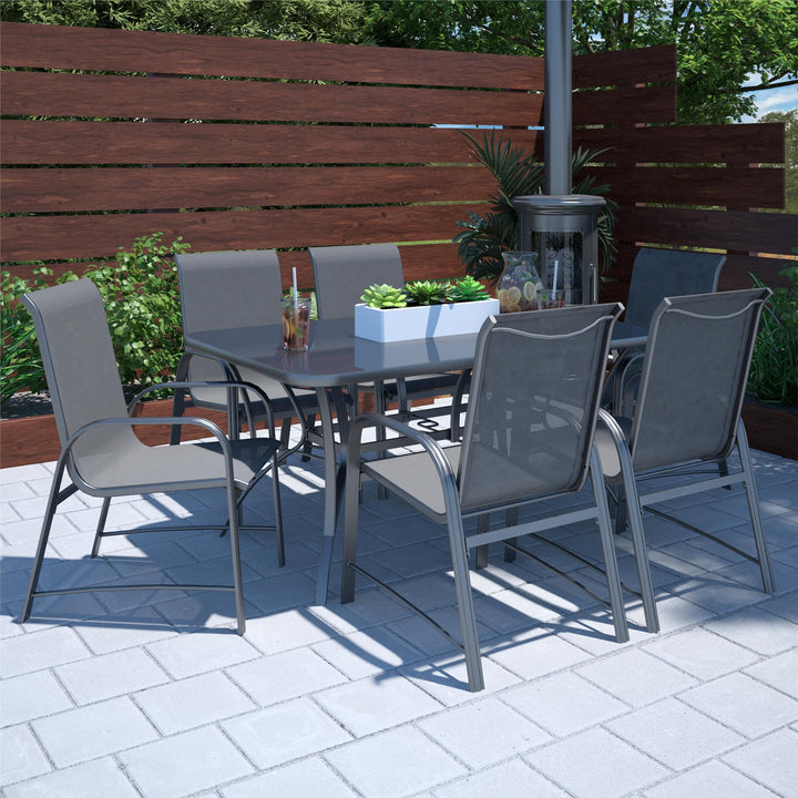 Paloma Outdoor Patio Dining Chairs with Weather Resistant Steel Frame, Set of 6 - Charcoal
