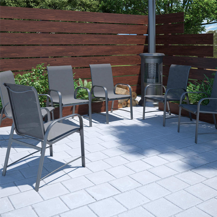 Paloma Outdoor Patio Dining Chairs with Weather Resistant Steel Frame, Set of 6 - Charcoal