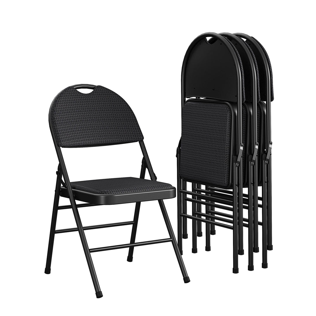 Fabric Padded Metal Triple Braced Folding Chair, Set of 4  -  Times 