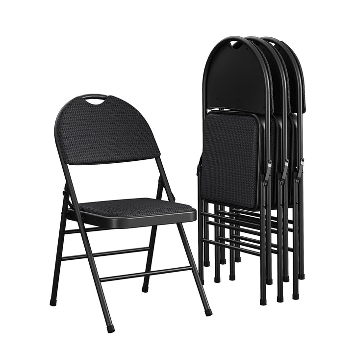 Fabric Padded Metal Triple Braced Folding Chair, Set of 4  -  Times 