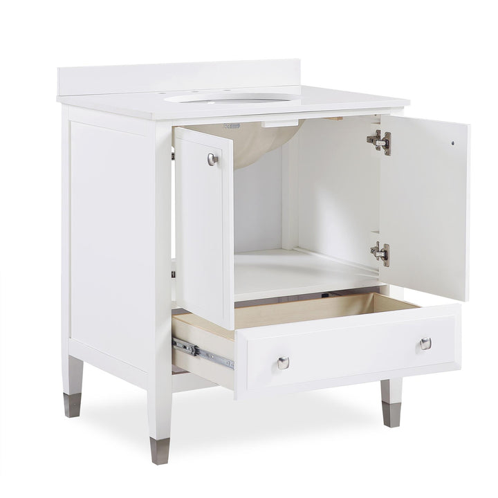 Metcalfe 30 Inch Bathroom Vanity with Composite Granite Counter Top - White - 30"