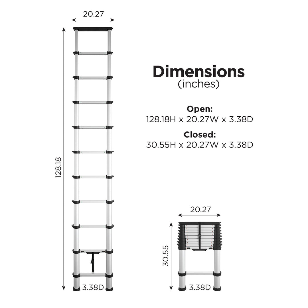 Heavy-duty telescoping ladder  - Aluminum/Black - 14ft 