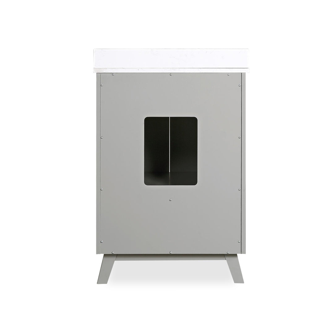 Bleeker Solid Wood Bathroom Vanity with Pre-Installed Oval Porcelain Sink - Gray - 24"