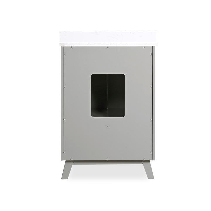 Bleeker Solid Wood Bathroom Vanity with Pre-Installed Oval Porcelain Sink - Gray - 24"