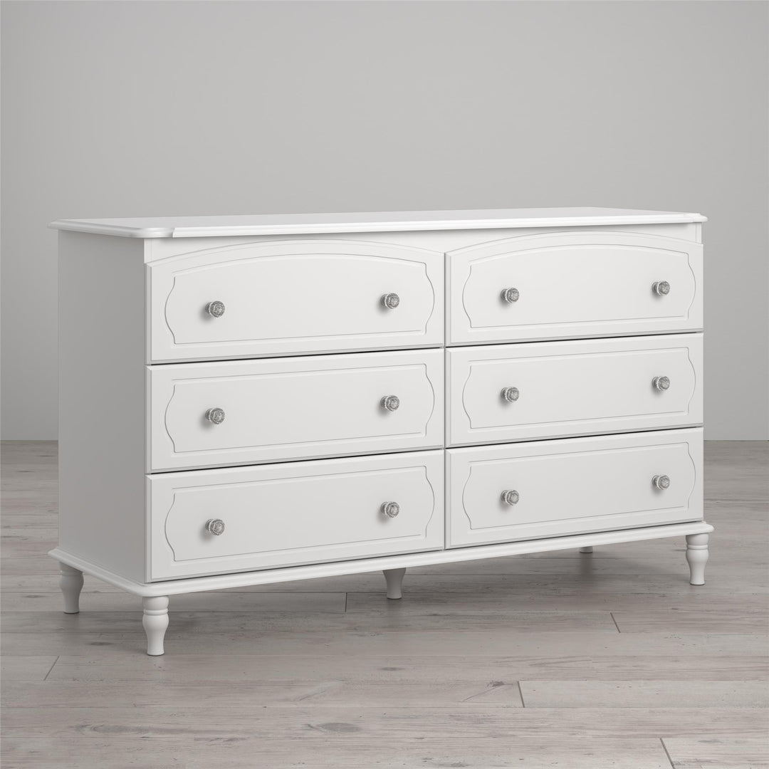 6-drawer kids’ dresser with wooden feet - White